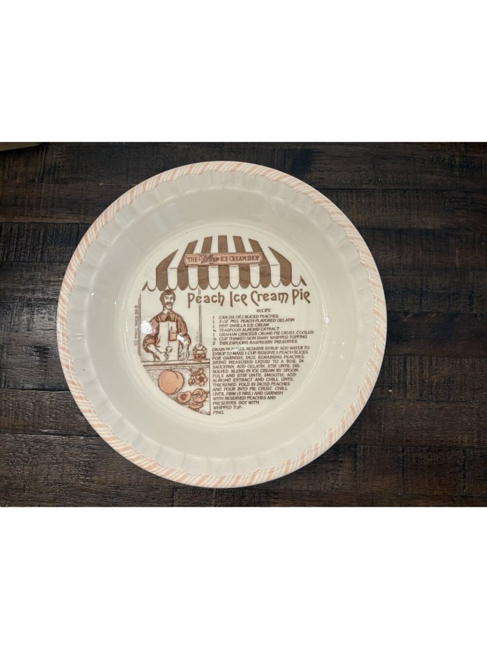 Vintage 1983 Royal Country Harvest Peach Ice Cream Pie Plate